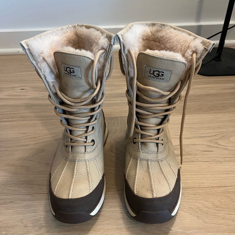 UGG Tan and Brown Winter Boots with Suede and Fuzzy Lining